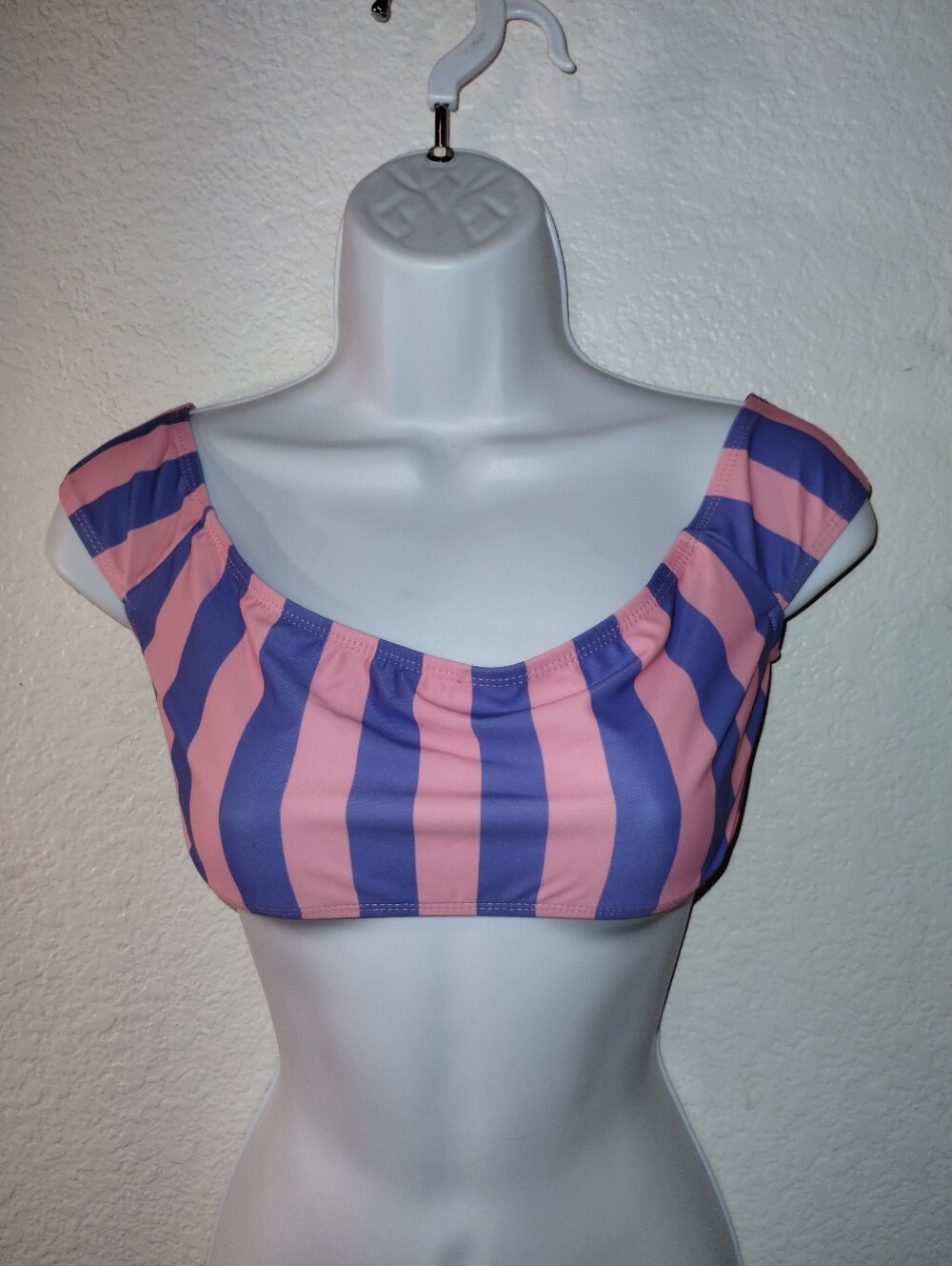 Motel Top Pink Purple Stripe Cropped Swim sz Small NWT